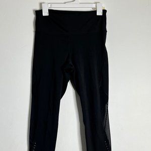 Old Navy Active Go Dry Black Leggings with Sheer Panels and zip pocket
